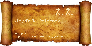 Kirják Krizanta névjegykártya